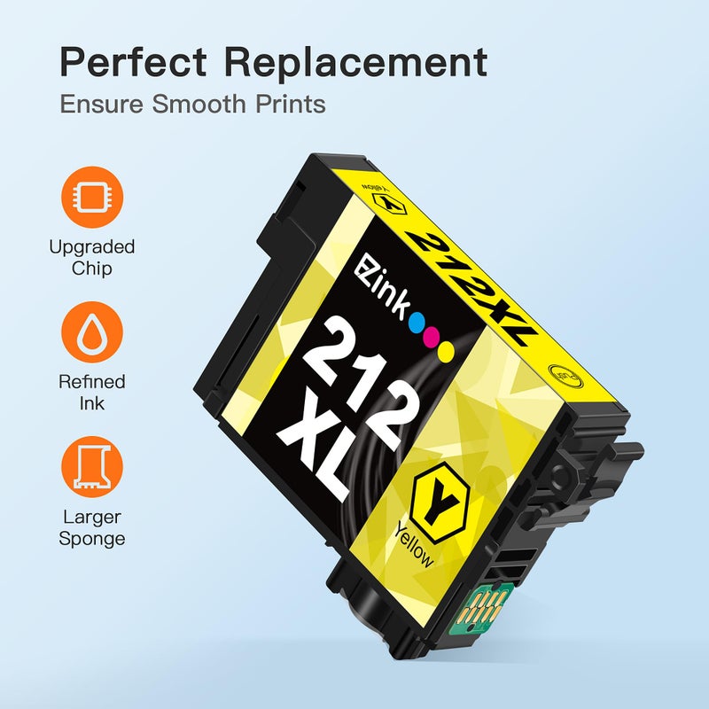 E-Z Ink 212XL Ink Cartridges High Capacity Remanufactured for Epson 212 XL 212XL T212 Combo Pack to Use with Espon XP-4100 XP-4105 WF-2850 WF-2830 (1 Black 1 Cyan 1 Magenta 1 Yellow, 4 Pack) - Image 5
